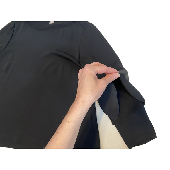 Chicos Blouse Womens Sz 2 US Large Black Career Office Work Day To Night Shirt - Picture 4 of 9